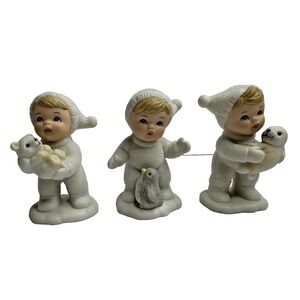 VTG Homeco Snow Babies Seal Penguin Bear Animals Set 3 Ceramic Hand painted